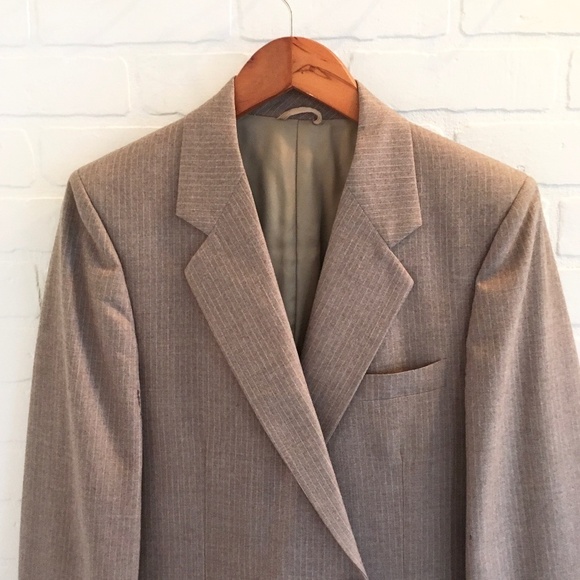 Vintage Men’s Blazer A.Gold & Sons Pinstripe Wool Moka Cream Old money 42L - Picture 3 of 15